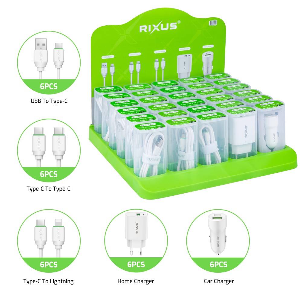 Rixus RX2015S Fast Cable Serie For Type-C to Type-C (Counter Display)