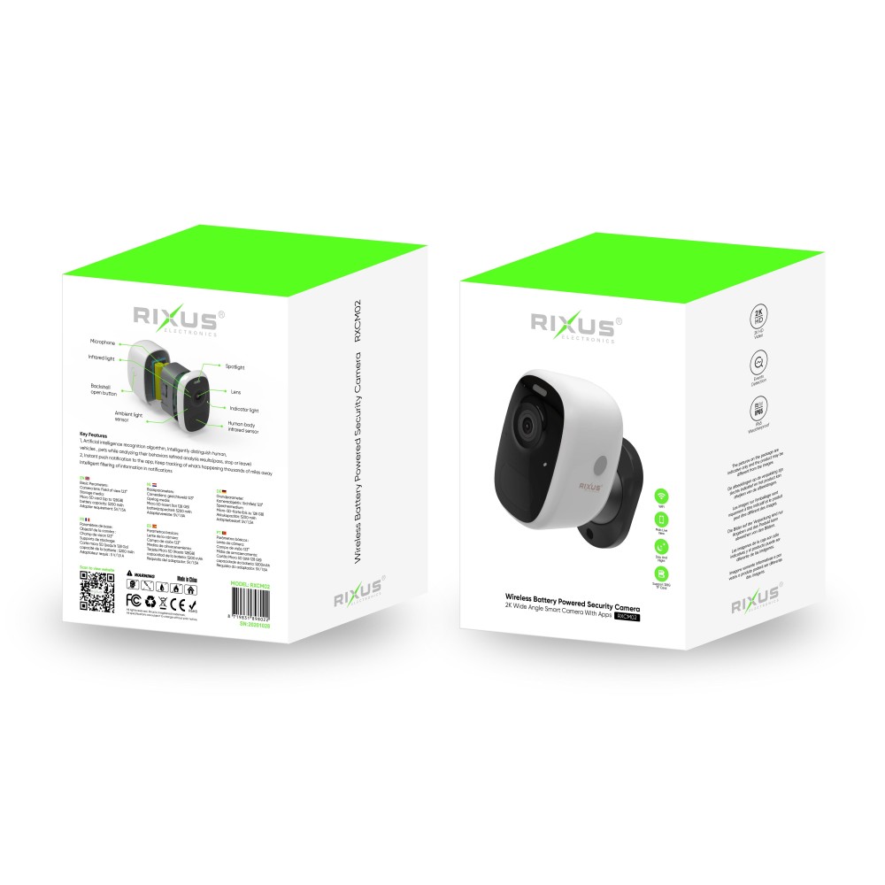 Rixus RXCM02 Wireless Battery Powered Security Camera