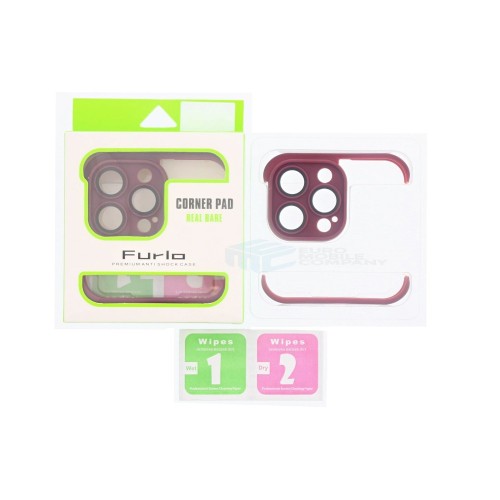 Furlo TPU Camera Lens & Corner Pad Protector Frame For iPhone 14 - Red