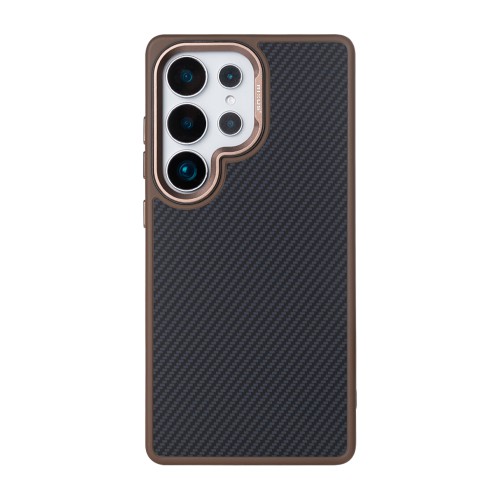 Rixus Mag Carbon With MagSafe For Samsung Galaxy S25 Ultra S938B Brown