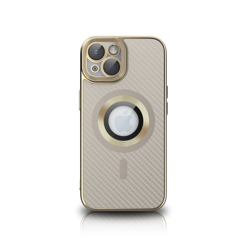 NY Carbon Glossy TPU Case For iPhone 15 - Gold