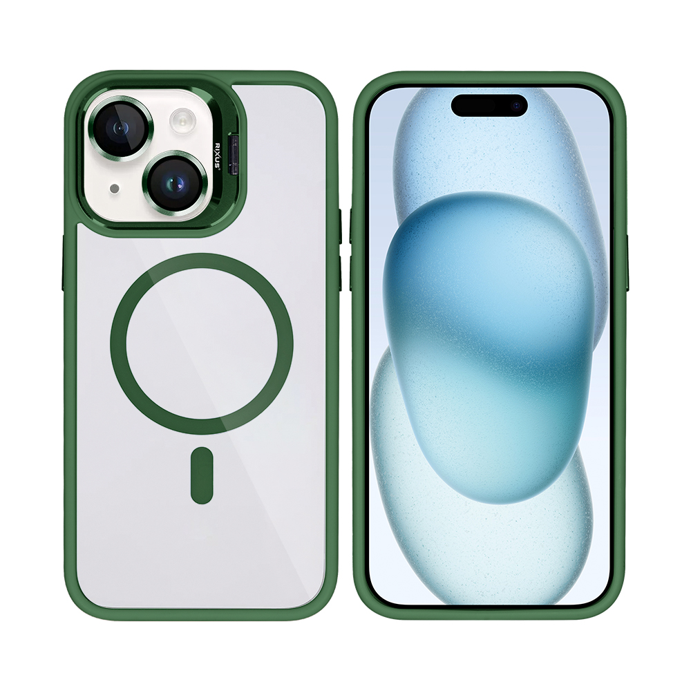 Rixus Classic 03 Case With MagSafe For iPhone 15 Dark Green