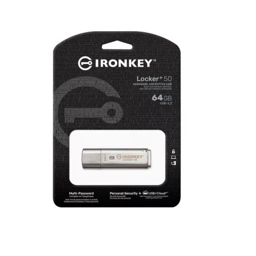 Kingston 64GB IronKey Locker Plus 50 AES Encrypted USB To Cloud - IKLP50/64GB