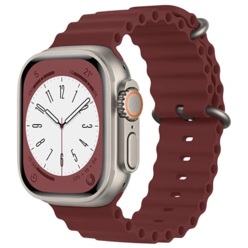 Ocean Breathable Soft Silicone Strap For Apple Watch Series 38/40/41mm (Size M/L) - Wine Red