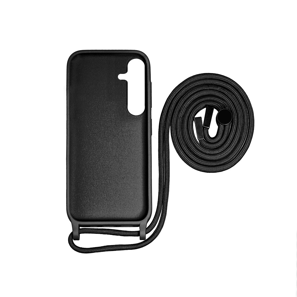 Rixus For Samsung Galaxy S24 Plus 5G S926B TPU Necklace Cord Cover Black