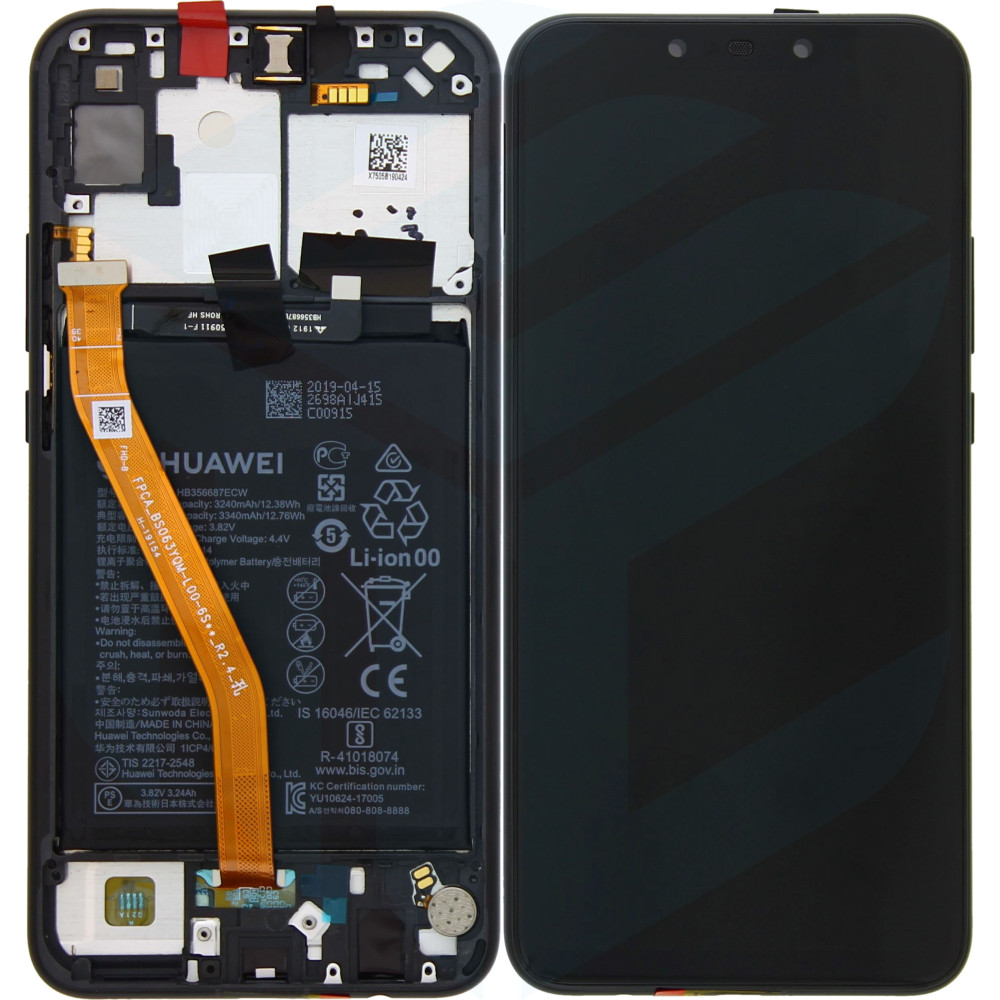 Huawei P Smart Plus (INE-LX1) OEM Service Part Screen Incl. Battery (02352BUE) - Black