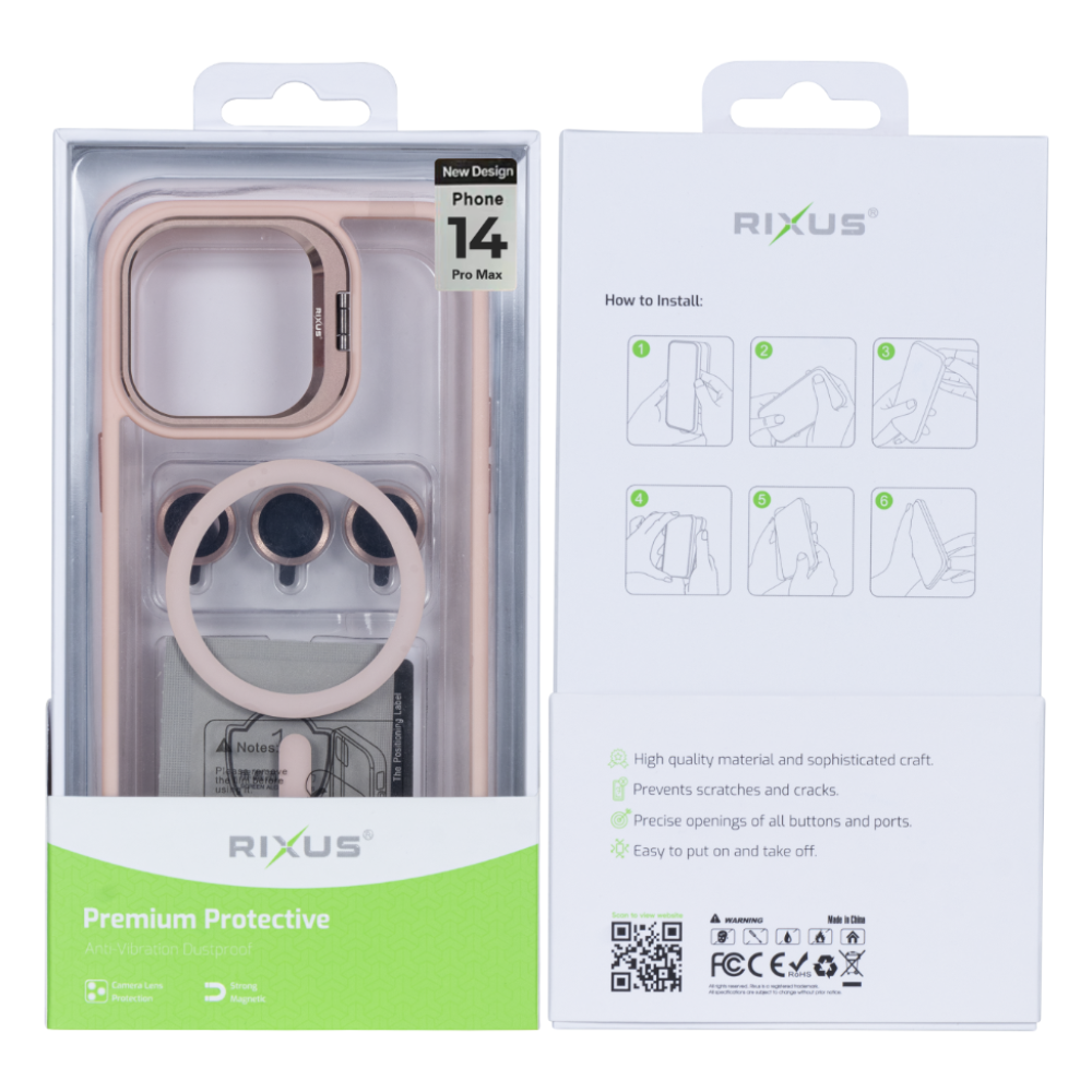 Rixus Classic 03 Case With MagSafe For iPhone 14 Pro Max - Light Pink