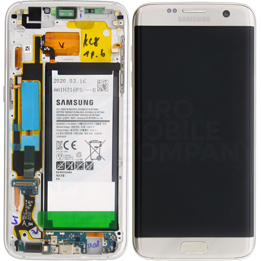 Samsung Galaxy S7 Edge (SM-G935F) Display + Battery (GH82-13360A) - Silver