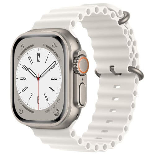 Ocean Breathable Soft Silicone Strap For Apple Watch Series 42/44/45/49mm (Size M/L) - Antique White