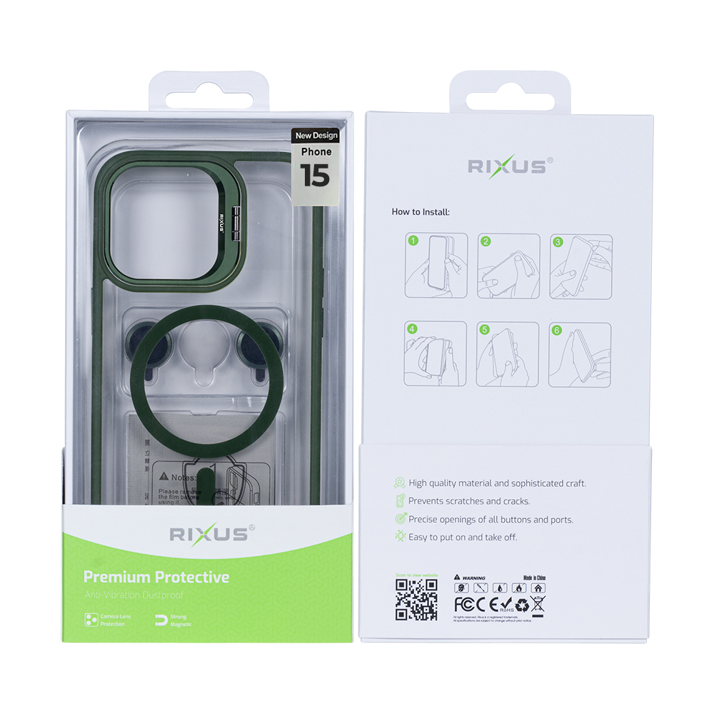 Rixus Classic 03 Case With MagSafe For iPhone 15 Dark Green