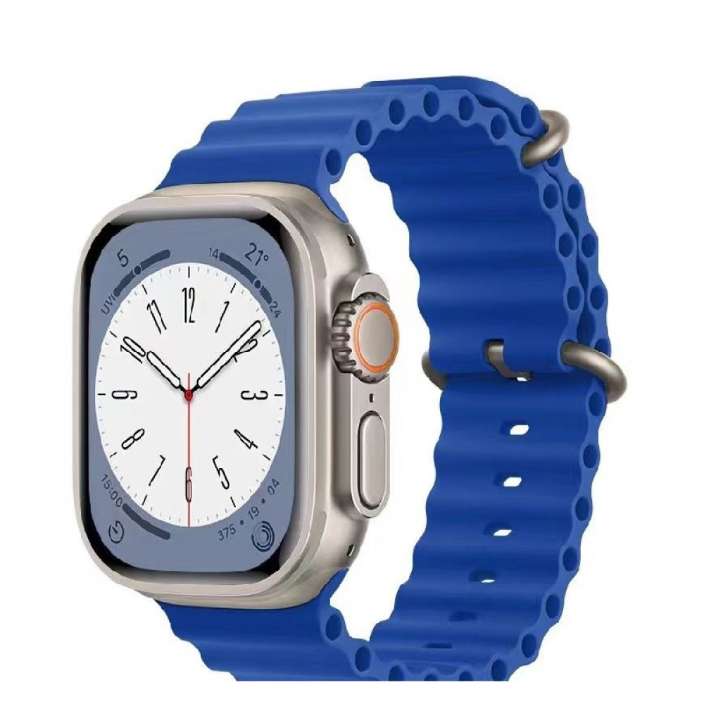 Ocean Breathable Soft Silicone Strap For Apple Watch Series 42/44/45/49mm (Size M/L) - Blue