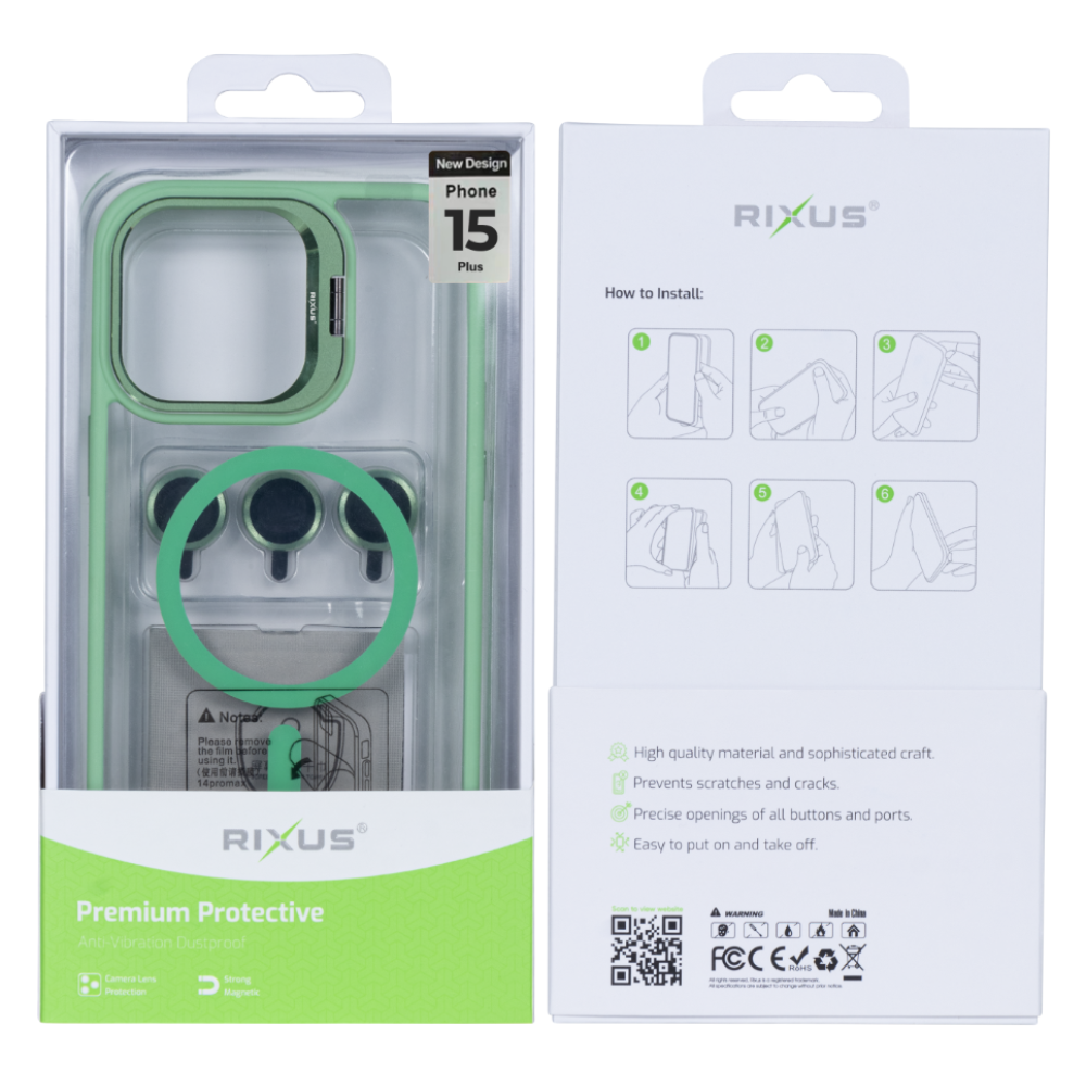 Rixus Classic 03 Case With MagSafe For iPhone 15 Plus - Light Green