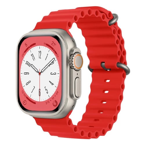 Ocean Breathable Soft Silicone Strap For Apple Watch Series 38/40/41mm (Size M/L) - Red