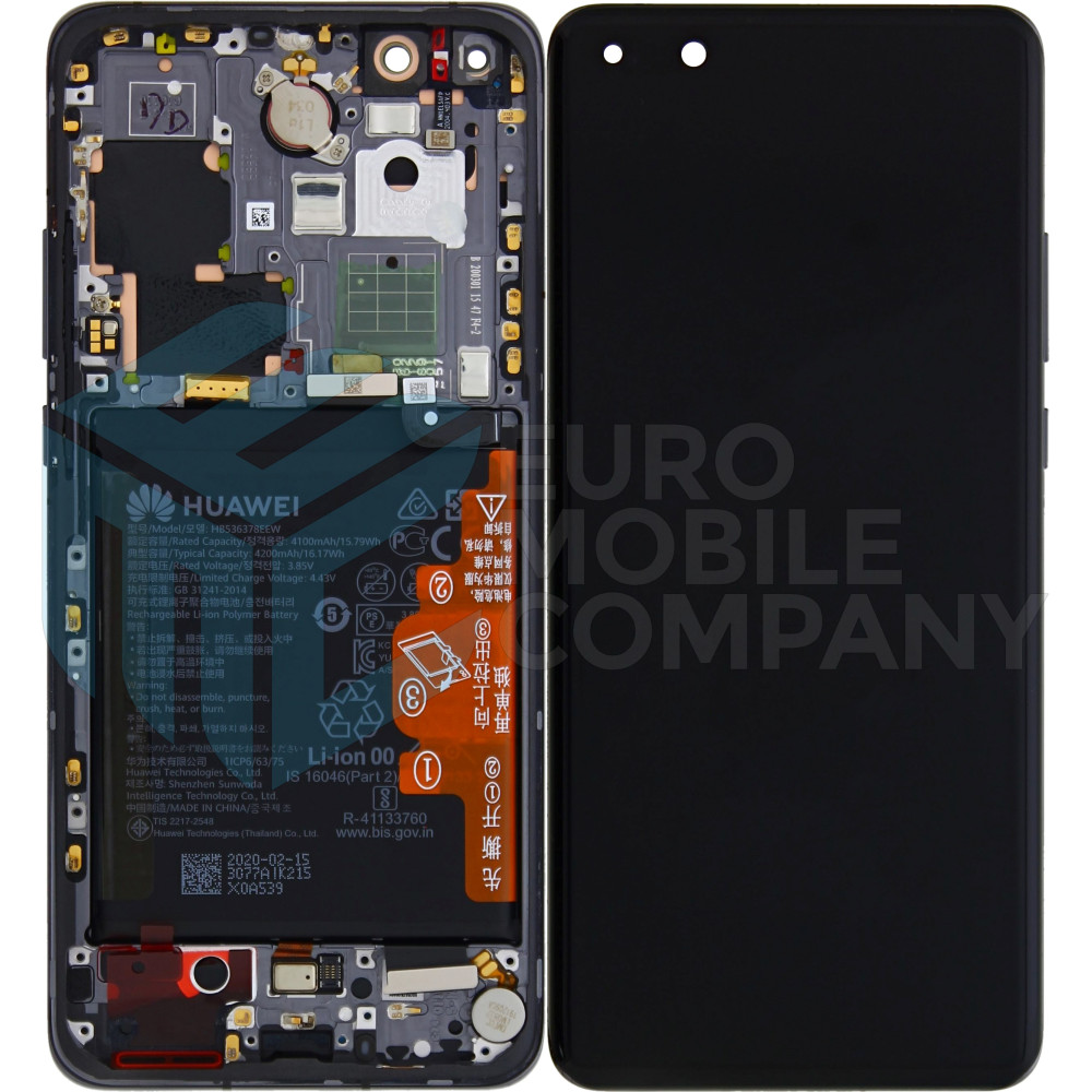 Huawei P40 Pro (ELS-NX9) OEM Service Part Screen Incl. Battery (02353PJG) - Black