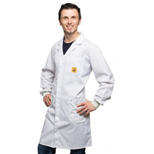 ESD work coat white, 3/4 length long sleeve, XS