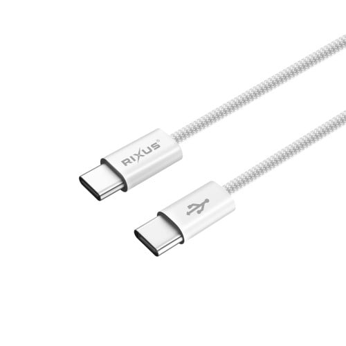 Rixus RXUC15C USB-C to USB-C Nylon Braided Cable 1M White