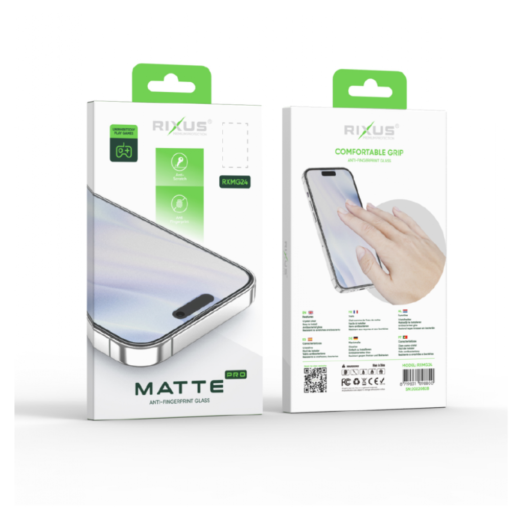 Rixus Matte Anti-Fingerprint Glass For iPhone 15