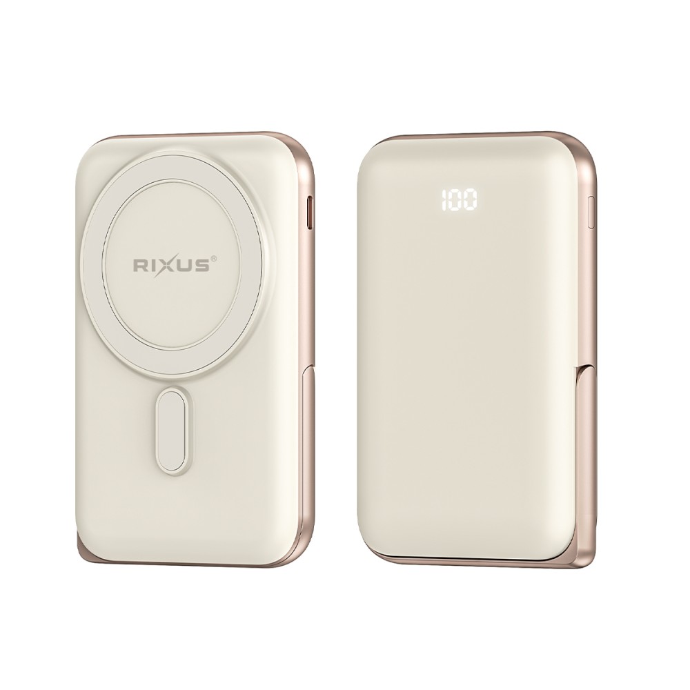 Rixus RXPB37 Portable Magnetic Powerbank 10.000 mAh With Stand Rose Gold