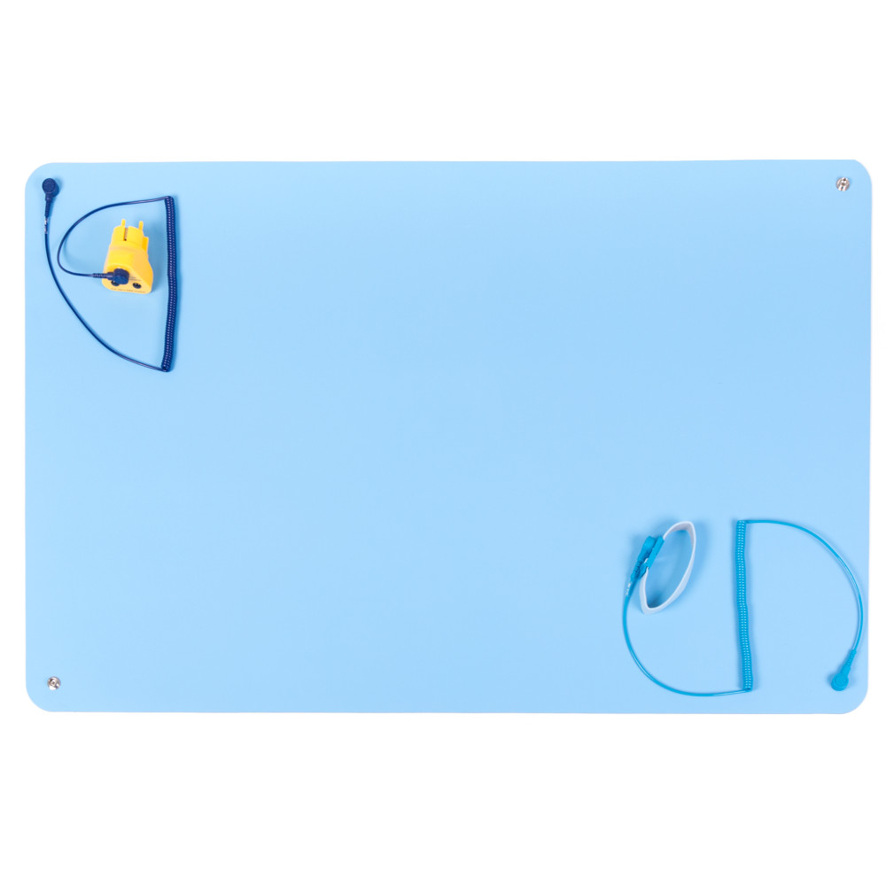 Premium ESD rubber table mat Starter Set 900mm x 610mm Blue
