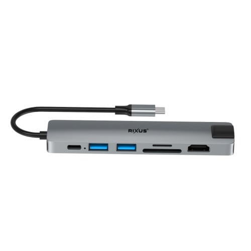 Rixus USB Type-C To Ethernet Adaptor With Docking Station RXHU08 - Blue