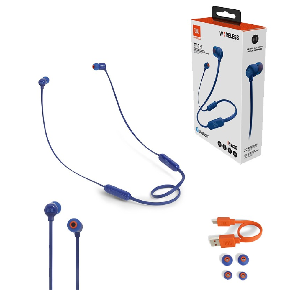 JBL Harman Tune 110 In-Ear 3.5mm Wired Earphones (JBLT110BLU) - Blue