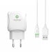Rixus Dual Charger 2.1A With USB Type C Cable RX55C - White