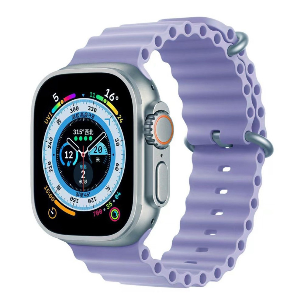 Ocean Breathable Soft Silicone Strap For Apple Watch Series 42/44/45/49mm (Size M/L) - Lilac Purple