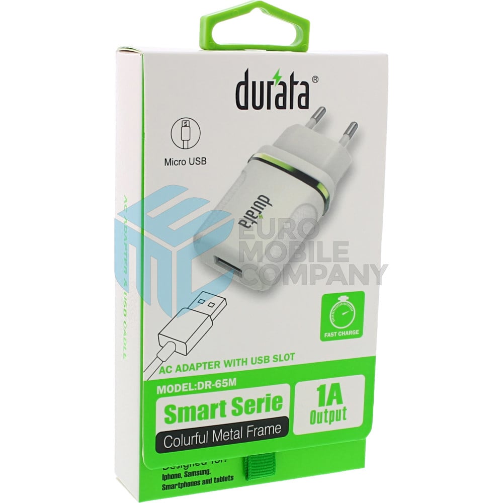 Durata Home Charger Smart Mini + Micro cable 2-1 1A Output - DR-65M - White
