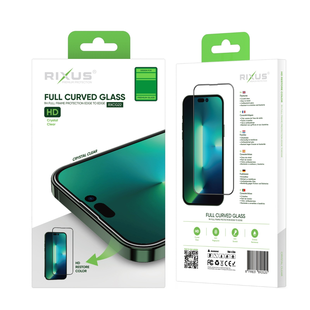 Rixus Clear HD Full Cover Tempered Glass For iPhone 15 Pro Max